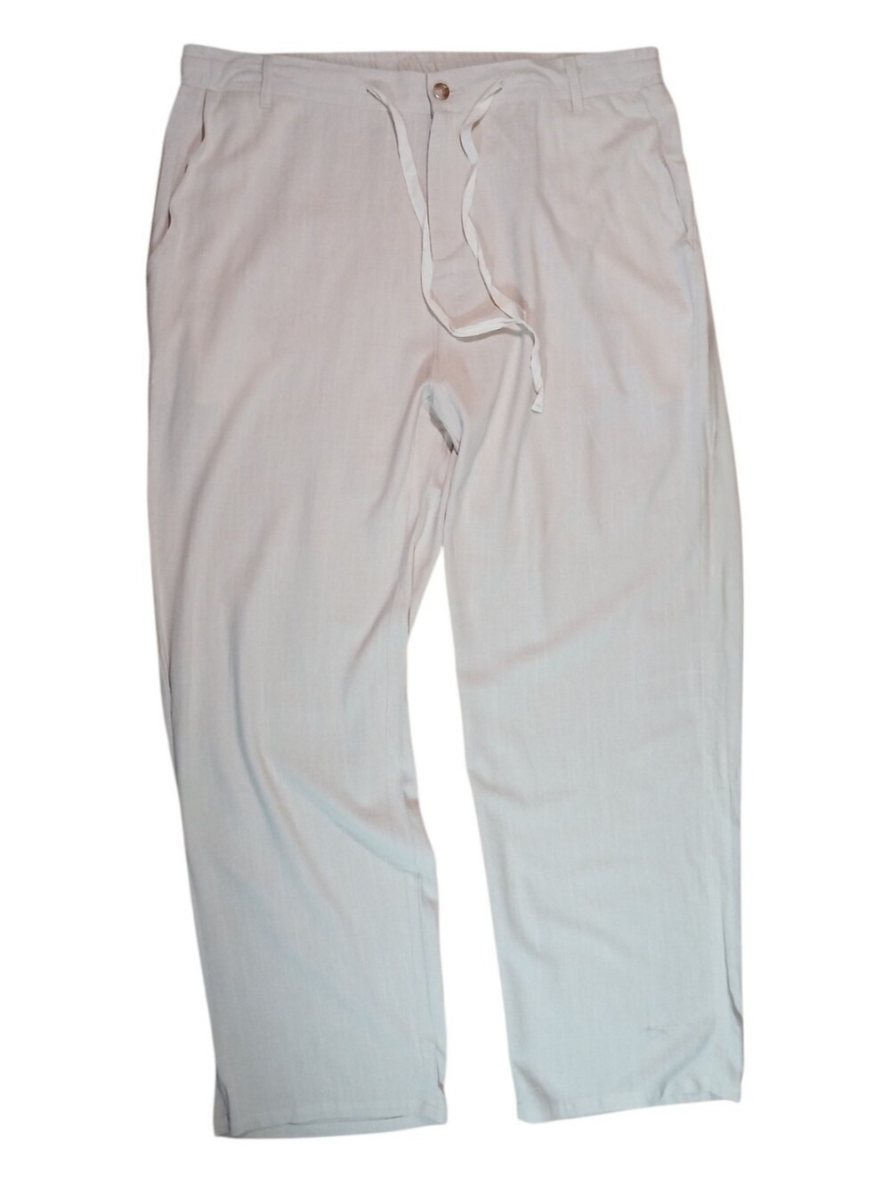 Linen Blend High Waist Wide Straight Leg Size XXL